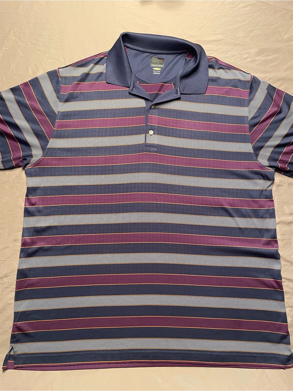 Greg Norman Collection Purple Striped Golf Polo